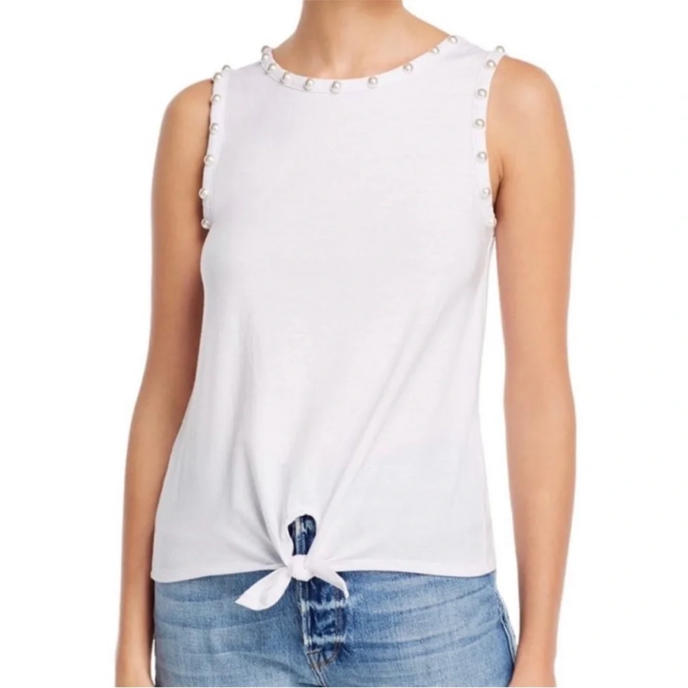 Generation Love pearl accents tank top in white 🤍
